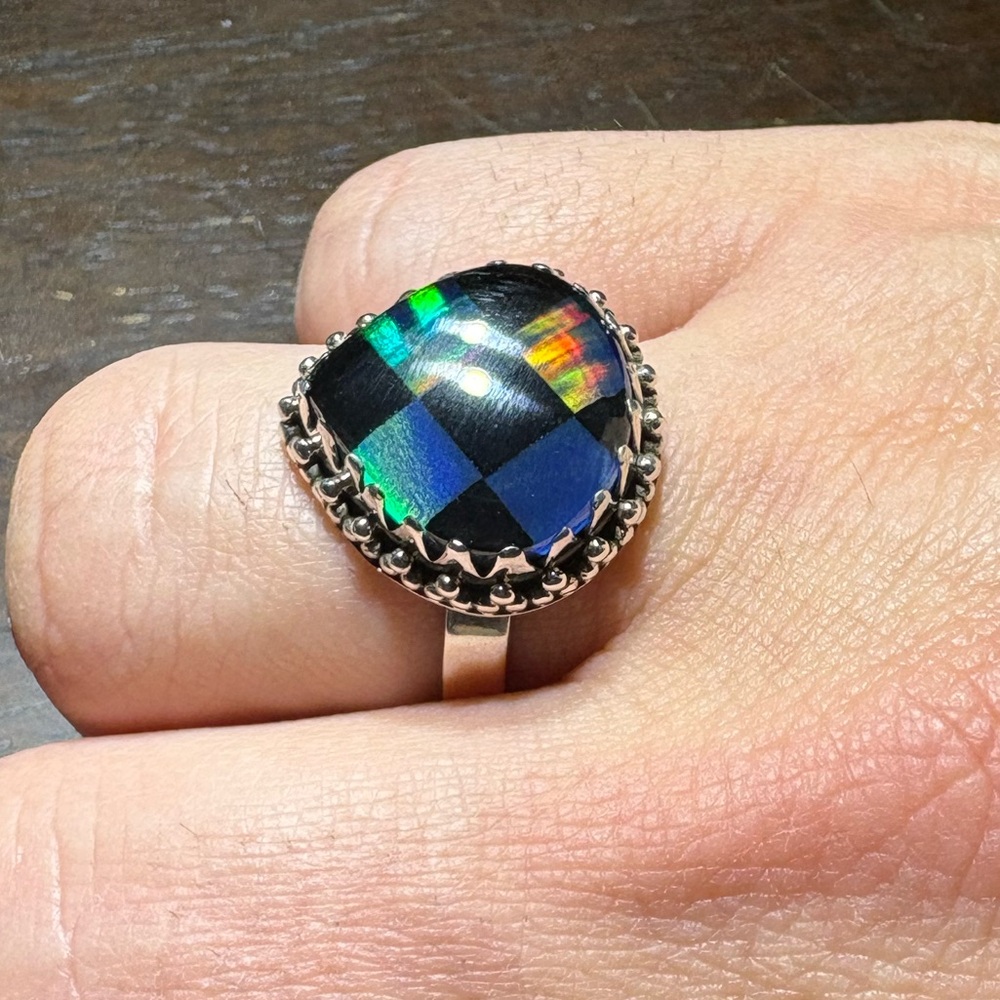 Aurora Opal Checkered Ring - image 1